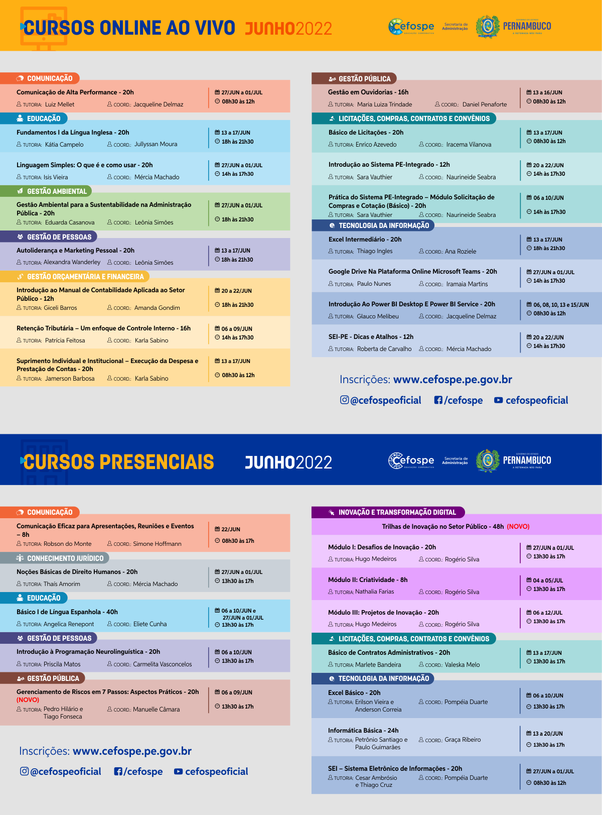 Cursos 06 JUN 2022 AO VIVO e PRESENCIAL